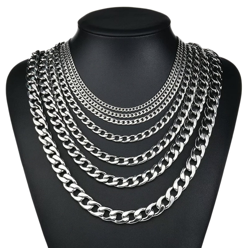 Men Accessories Neck Chain - YQ 3MM-10MM 316L 스테인리스 스틸 쿠반