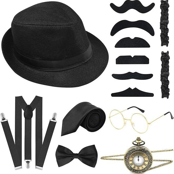 남성용 1920년대 개츠비 코스튬 액세서리 세트 갈색  - Men'S Accessories In The 1920S 리뷰 및 가격